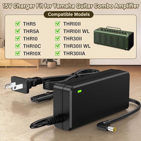 15V Charger Fit for Yamaha THR10 Guitar Combo Amplifier, Power Cord AC Adapter for Yamaha THR10C THR10X THR5 THR5A THR10 II THR10II WL THR30II WL THR30IIA Desktop Guitar Amplifier Modeling Amp in Saudi Arabia