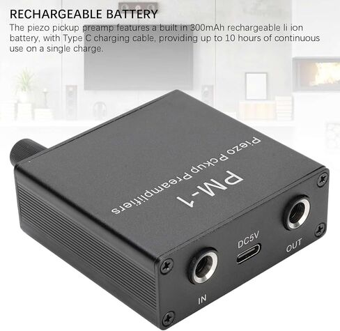 Tangxi Piezo Pickup Preamplifier, High Impedance & Low Noise, PM1 Headphone Amplifier Preamp for Guitar, Violin, Ukulele, with Rechargeable Battery in Kuwait