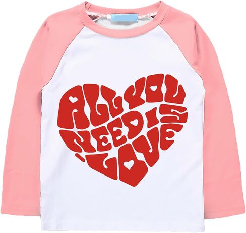 Big Sister Shirt for Toddler Girls Love Heart T-Shirts Raglan Long Sleeve Cotton Tops Birthday Clothes 2-8 Years in Kuwait