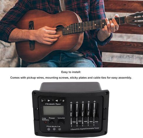 5 Acoustic Guitar Preamplifier Equalizer 5 Band Professional Guitar Preamp EQ Equalizer with Tuner for Enhanced Sound Quality and Customization in Saudi Arabia