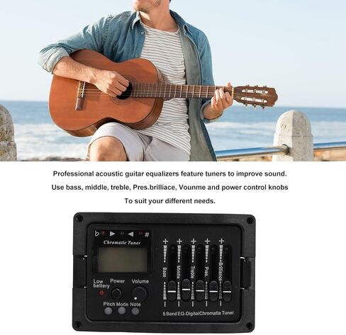 5 Acoustic Guitar Preamplifier Equalizer 5 Band Professional Guitar Preamp EQ Equalizer with Tuner for Enhanced Sound Quality and Customization in Saudi Arabia