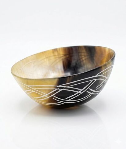 Hand Carved Natural Horn Bowl White VINES Carved Design Horn Bowl Viking Norse Medieval |HORN BOWL | Hand Crafted for SERVING & SHAVING BOWLS gift for mother, father Husband (Vine Design -Cut) in Kuwait