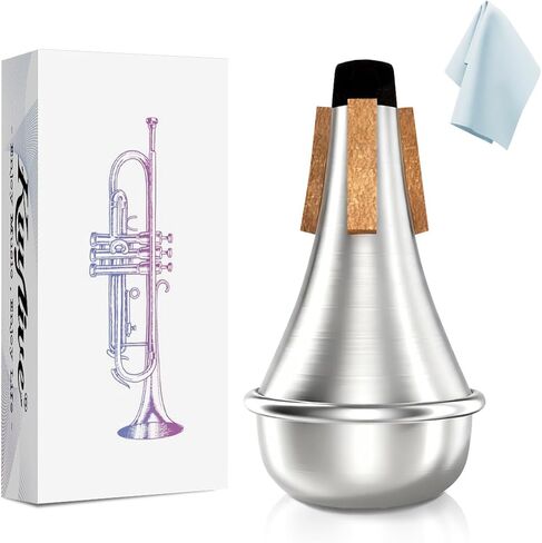 Trumpet Mute，Lightweight Aluminum Practice Trumpet Mute Silencer for Jazz Classic, Excellent for Practice or Performance，Silver in Kuwait