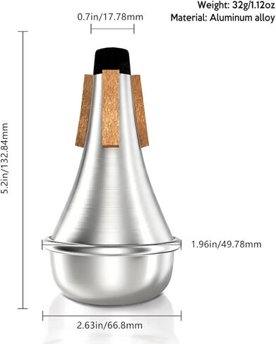 Trumpet Mute，Lightweight Aluminum Practice Trumpet Mute Silencer for Jazz Classic, Excellent for Practice or Performance，Silver in Kuwait
