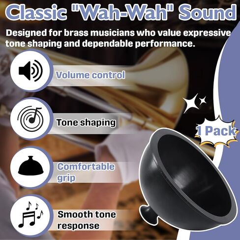 Trumpet Plunger Mute Replacement for Mutec MHT160, Rubber Wah-Wah Plunger Mute for Bb & C Trumpet and Trombone, Classic Jazz Sound, Lightweight Durable Design in Kuwait