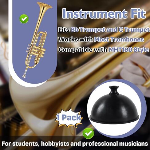 Trumpet Plunger Mute Replacement for Mutec MHT160, Rubber Wah-Wah Plunger Mute for Bb & C Trumpet and Trombone, Classic Jazz Sound, Lightweight Durable Design in Kuwait