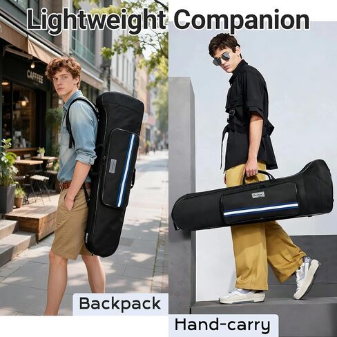 Trombone Case for Bb/F Tenor Trombone with F Attachment, Nylon Material 600D Tenor Trombone Contoured Case, Built-in Backpack Straps Trombone Gig Bag in Kuwait