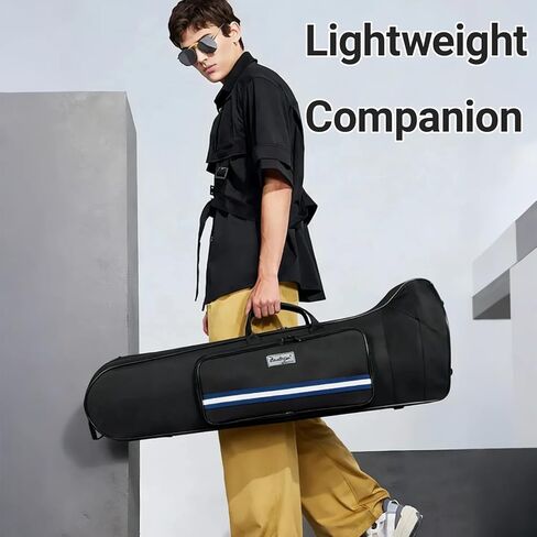 Trombone Case for Bb/F Tenor Trombone with F Attachment, Nylon Material 600D Tenor Trombone Contoured Case, Built-in Backpack Straps Trombone Gig Bag in Kuwait