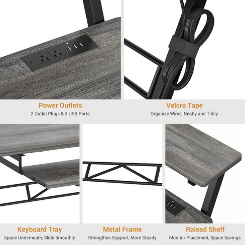 محطة عمل إنتاج مكتب استوديو الموسيقى من أرموسيتي - مكتب استوديو تسجيل للمنتج مع منفذ طاقة، محطة عمل استوديو لتسجيل الموسيقى، مكتب طاولة استوديو منزلي، بلوط رمادي in Kuwait