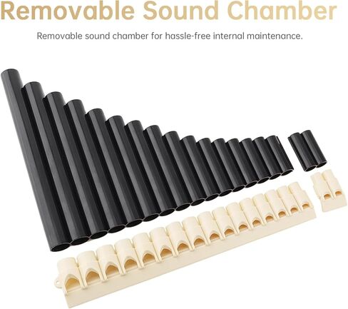 18 Pipes KeyC Pan Flute for Beginner Learning Friendly with Hang Rope, Note Sticker, Bag, Easy Play Panpipe (Black) in Saudi Arabia