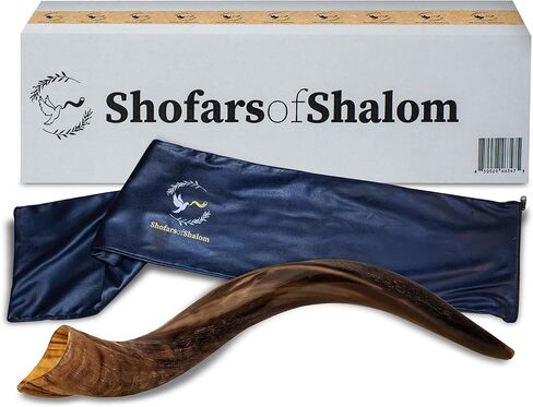 Shofars Of Shalom Kudu Shofar Horn, Original Beautiful Half Polished Half Natural Finish, Easy Blowing with deep, rich sound | Includes beautifully embroidered Shofar Bag | 23"-27" in Saudi Arabia