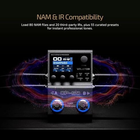 Valeton GP-50 Multi-Effects Processor | NAM & IR Loader with 100+ HD Effects, 9 Simultaneous Modules, BT App Control, 100 Patch Slots for Guitar/Bass in Kuwait