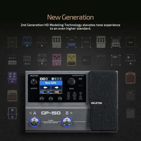 Valeton GP-150 Multi-Effects Guitar Processor with HD Modeling, 200+ Effects, Built-In Battery, IR & NAM Support, Expression Pedal, USB Audio Interface in Kuwait