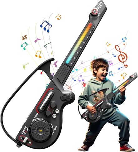 جيتار ذكي للأطفال، لعبة جيتار كهربائي بدون أوتار مع بلوتوث، 4 نغمات و3 أنماط موسيقية، مجموعة لعب دي جي مع أضواء ملونة قابلة لإعادة الشحن، هدية موسيقية للأولاد والبنات الذين تتراوح أعمارهم بين 3-12. (رمادي) in Kuwait