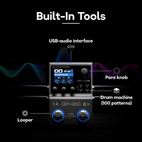 Valeton GP-50 SnapTone Multi-Effects Processor Pedal, IR Loader & Neural Amp Modeler, USB Audio Interface, Drum Machine & Looper, Bluetooth, 100+ FX, 100 Patches in Kuwait