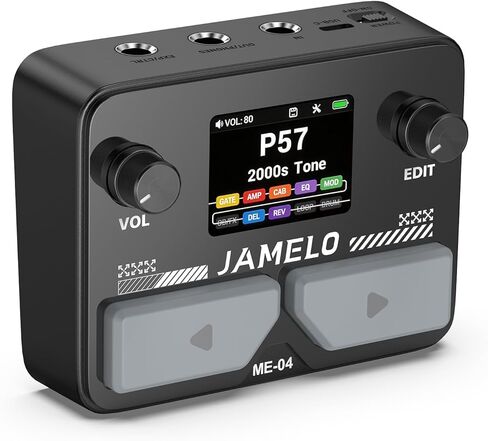 دواسة جيب جيتار متعددة التأثيرات من جاميلو، مع 125 تأثيرًا، 99 إعدادًا مسبقًا، 30 أمبير، لوادر الأشعة تحت الحمراء، 100 إيقاع طبل BT Audio USB OTG يدعم معالج تأثيرات الجيتار القابلة لإعادة الشحن (أسود) in Kuwait