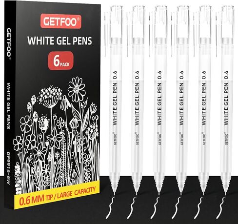 أقلام هلام بيضاء - 0.6 مم قلم حبر أرشيف أبيض للورق الأسود ، هدايا العطلات وتفاصيل مجلة الرصاص - حبر أرشيف 6 عبوات للرسم ، التوضيح ، مجلة رصاصة in Kuwait