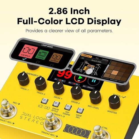 NUX DUAL LOOP STEREO Looper Pedal, Dual-Track Looper, Guitar Pedal for Electric Guitar, 4 Effects, 42 Rhythm Presets with 672 Rhythm Variations, 26 Hours Recording Time, 99 Phrase Memories in Saudi Arabia