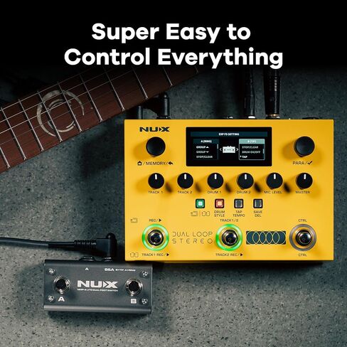 NUX DUAL LOOP STEREO Looper Pedal, Dual-Track Looper, Guitar Pedal for Electric Guitar, 4 Effects, 42 Rhythm Presets with 672 Rhythm Variations, 26 Hours Recording Time, 99 Phrase Memories in Saudi Arabia