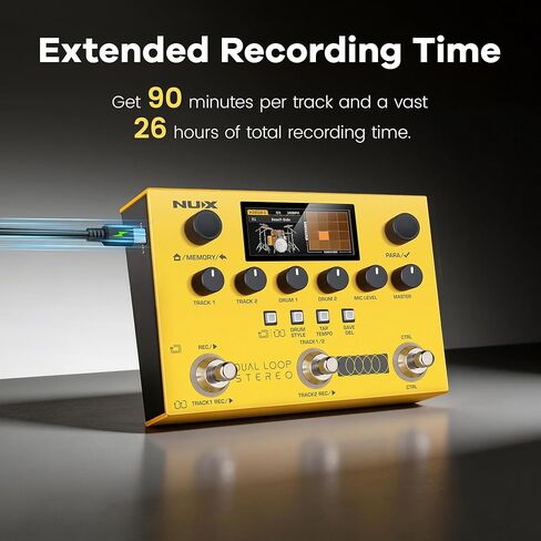 NUX DUAL LOOP STEREO Looper Pedal, Dual-Track Looper, Guitar Pedal for Electric Guitar, 4 Effects, 42 Rhythm Presets with 672 Rhythm Variations, 26 Hours Recording Time, 99 Phrase Memories in Saudi Arabia