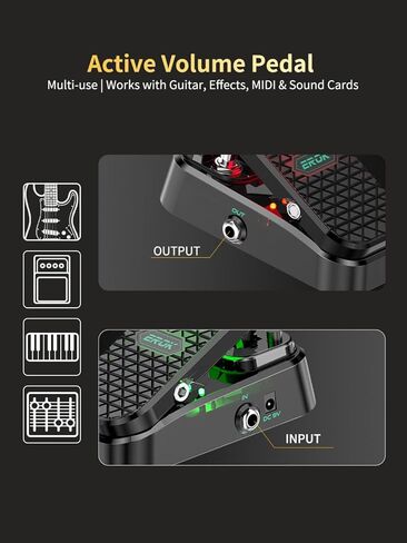 EROK MP-6 2-in-1 Wah & Volume Pedal for Electric Guitar, Custom RM-Type Shielded Inductor, Pure Analog Tone, Active Volume, 23° Stroke（Power Adapter Not Included） in Kuwait