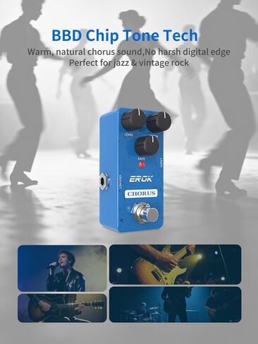 EROK Analog Chorus Pedal - Classic Warm Chorus Effect for Electric Guitar & Bass, True Bypass, Mini Size, Ideal for Jazz Style Music in Kuwait