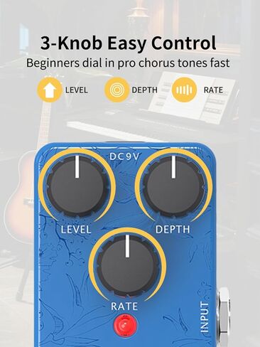 EROK Analog Chorus Pedal - Classic Warm Chorus Effect for Electric Guitar & Bass, True Bypass, Mini Size, Ideal for Jazz Style Music in Kuwait