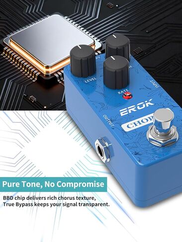 EROK Analog Chorus Pedal - Classic Warm Chorus Effect for Electric Guitar & Bass, True Bypass, Mini Size, Ideal for Jazz Style Music in Kuwait