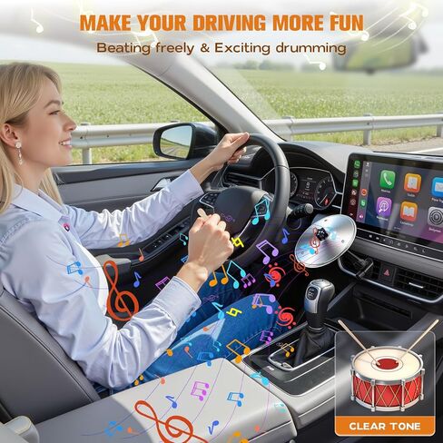 فتحة تهوية الصنج للسيارة، مجموعة صنج طبلة صغيرة مع عصا الطبل، أداة آلات موسيقية مضحكة لهدية عشاق موسيقى الطبول، ملحق سيارة متين مدمج لمعظم المركبات (فضي) in Kuwait
