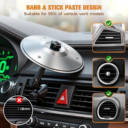 فتحة تهوية الصنج للسيارة، مجموعة صنج طبلة صغيرة مع عصا الطبل، أداة آلات موسيقية مضحكة لهدية عشاق موسيقى الطبول، ملحق سيارة متين مدمج لمعظم المركبات (فضي) in Kuwait