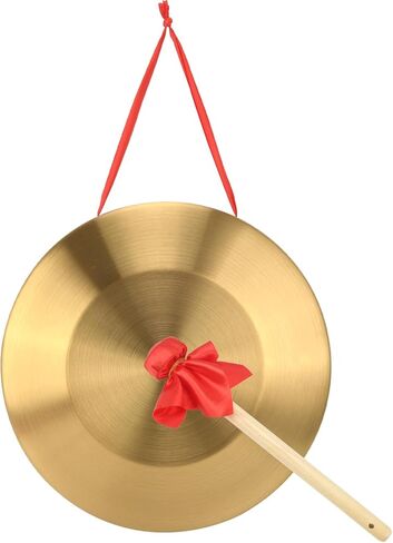 12.6 inch Gongs Instrument, Copper Gong with Beater and Red Hanging Ribbon for Celebration, Party, Festivals in Kuwait