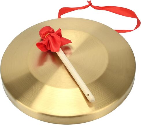 12.6 inch Gongs Instrument, Copper Gong with Beater and Red Hanging Ribbon for Celebration, Party, Festivals in Kuwait