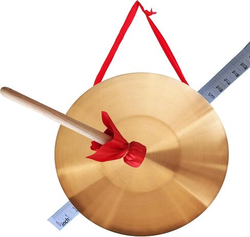 القطر 12.6 بوصة (32 سم) أداة غونغ، غونغ سبائك النحاس الصيني التقليدي، أداة قرع مع مطرقة خشبية وشريط معلق أحمر للمنزل والمكتب والاحتفال والحفلات والمهرجانات in Kuwait