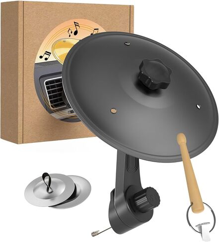 Car Cymbal Air Vent,Mini Car Drum Crash Cymbal Set with Mini Drum Stick & 2 Finger Cymbals,Fun Dashboard Instrument, Fun Gfit,Universal Fit for Most Cars (Black) in Saudi Arabia