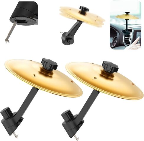 2 PCS Car Cymbal Air Vent, Car Crash Cymbal, Clip-On Mini Drum Crash Cymbal, Car Symbol Drum for Drumer Music Lovers, Suitable for All Types Of Vehicles (Gold) in Kuwait