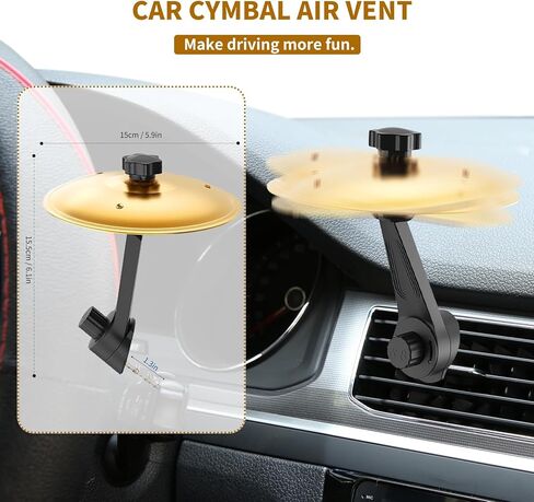2 PCS Car Cymbal Air Vent, Car Crash Cymbal, Clip-On Mini Drum Crash Cymbal, Car Symbol Drum for Drumer Music Lovers, Suitable for All Types Of Vehicles (Gold) in Kuwait
