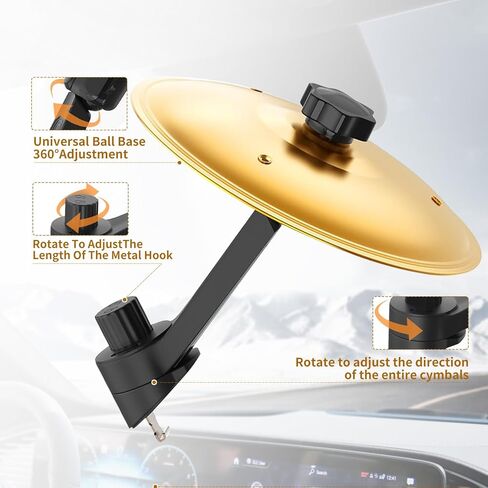 2 PCS Car Cymbal Air Vent, Car Crash Cymbal, Clip-On Mini Drum Crash Cymbal, Car Symbol Drum for Drumer Music Lovers, Suitable for All Types Of Vehicles (Gold) in Kuwait