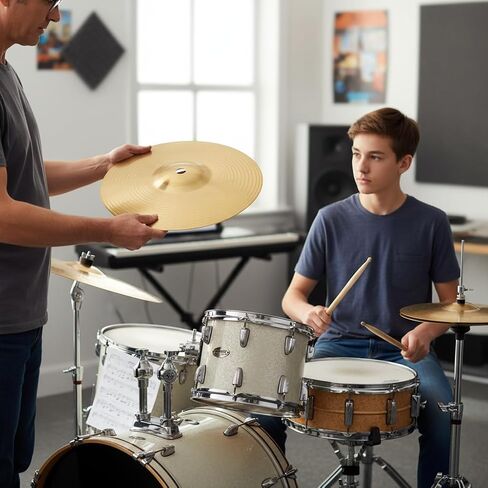 Veemoon 8 بوصات Crash Cymbal، مجموعة طبول نحاسية Crash Cymbal Ride Drum Hi Hat s ملحقات قرع الأدوات الذهبية للمبتدئين في الإيقاع in Saudi Arabia