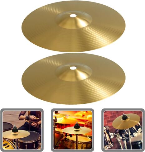 Milisten 2Pcs Drum Set Cymbals 9.84 Inch Crash Ride Jazz Drum Cymbal Brass Percussion Instrument Accessories for Practice and Replacement in Saudi Arabia
