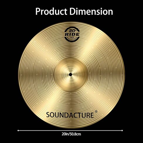 صنج الركوب مقاس 20 بوصة لمجموعة الطبول - صنج الركوب التقليدي مع جرس شفاف وبينغ. مجموعة طبول متينة للمبتدئين والتمرين in Kuwait