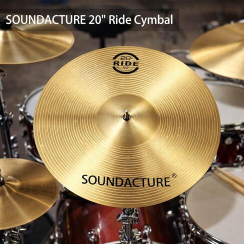 صنج الركوب مقاس 20 بوصة لمجموعة الطبول - صنج الركوب التقليدي مع جرس شفاف وبينغ. مجموعة طبول متينة للمبتدئين والتمرين in Kuwait