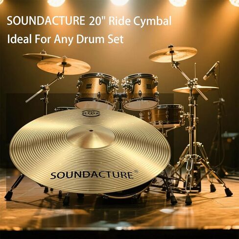 صنج الركوب مقاس 20 بوصة لمجموعة الطبول - صنج الركوب التقليدي مع جرس شفاف وبينغ. مجموعة طبول متينة للمبتدئين والتمرين in Kuwait