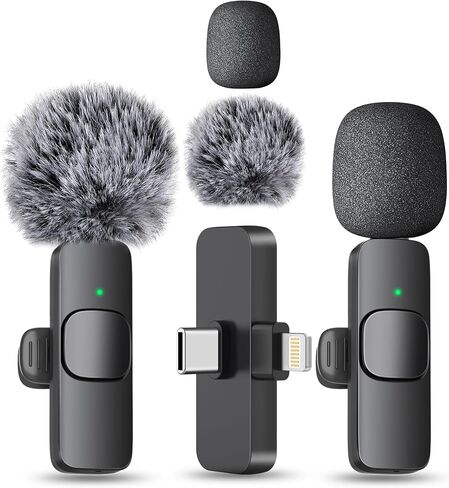 MAYBESTA Wireless Mini Microphone for iPhone, Android Phone - Lavalier Lapel Mic for Audio Video Recording - Clip on Content Creator Microphones for YouTube Tiktok Podcast Vlogging in Kuwait
