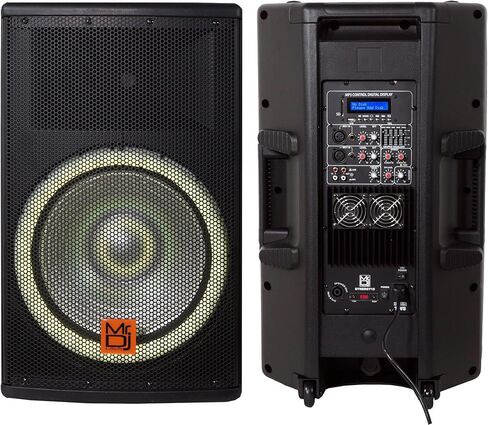 Mr. Dj USA SYNERGY15 Pro Audio داخلي خارجي DJ بلوتوث 4500 وات، مكبر صوت 15 بوصة، عربة قابلة للدوران، مشغل وسائط، موالف راديو FM، USB، بطاقة SD in Saudi Arabia