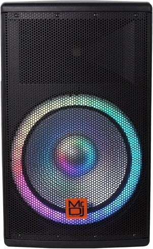 Mr. Dj USA SYNERGY15 Pro Audio داخلي خارجي DJ بلوتوث 4500 وات، مكبر صوت 15 بوصة، عربة قابلة للدوران، مشغل وسائط، موالف راديو FM، USB، بطاقة SD in Saudi Arabia