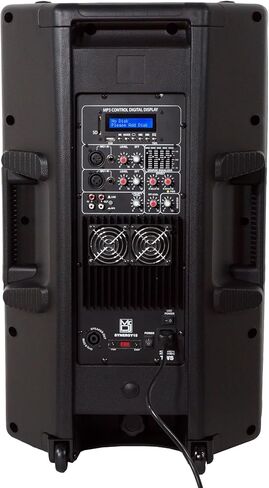 Mr. Dj USA SYNERGY15 Pro Audio داخلي خارجي DJ بلوتوث 4500 وات، مكبر صوت 15 بوصة، عربة قابلة للدوران، مشغل وسائط، موالف راديو FM، USB، بطاقة SD in Saudi Arabia