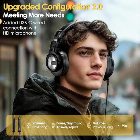 سماعات رأس USB C سلكية فوق الأذن مع محركات 50 مم، وشاشة استوديو وسماعات رأس DJ احترافية مع مقبس 6.35 مم/3.5 مم/Type-C فوق الأذن لسماعات DJ Podcast Guitar AMP Piano Keyboard Recording in Kuwait