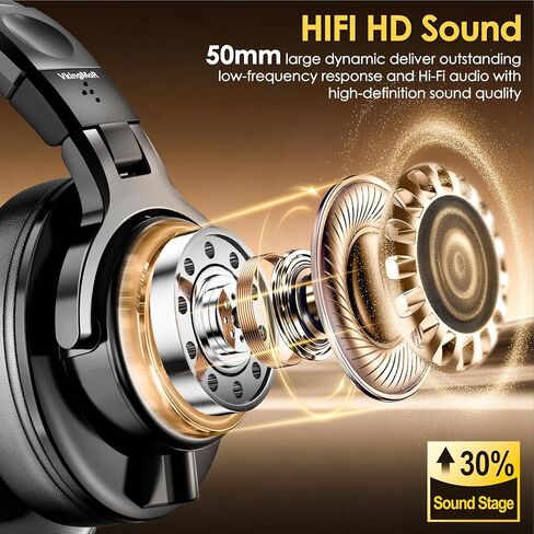 سماعات رأس USB C سلكية فوق الأذن مع محركات 50 مم، وشاشة استوديو وسماعات رأس DJ احترافية مع مقبس 6.35 مم/3.5 مم/Type-C فوق الأذن لسماعات DJ Podcast Guitar AMP Piano Keyboard Recording in Kuwait