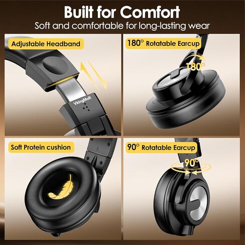 سماعات رأس USB C سلكية فوق الأذن مع محركات 50 مم، وشاشة استوديو وسماعات رأس DJ احترافية مع مقبس 6.35 مم/3.5 مم/Type-C فوق الأذن لسماعات DJ Podcast Guitar AMP Piano Keyboard Recording in Kuwait