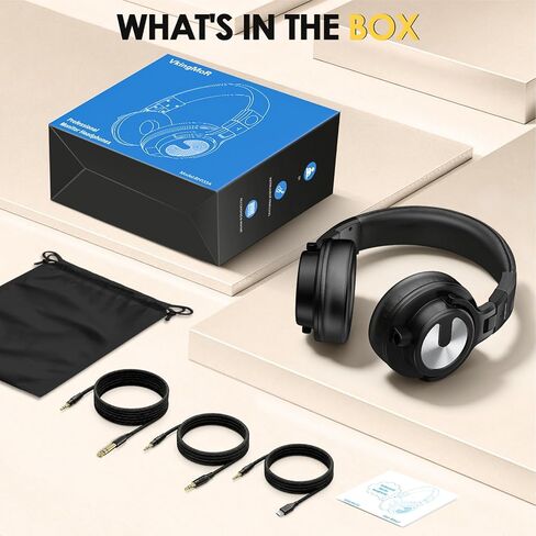 سماعات رأس USB C سلكية فوق الأذن مع محركات 50 مم، وشاشة استوديو وسماعات رأس DJ احترافية مع مقبس 6.35 مم/3.5 مم/Type-C فوق الأذن لسماعات DJ Podcast Guitar AMP Piano Keyboard Recording in Kuwait
